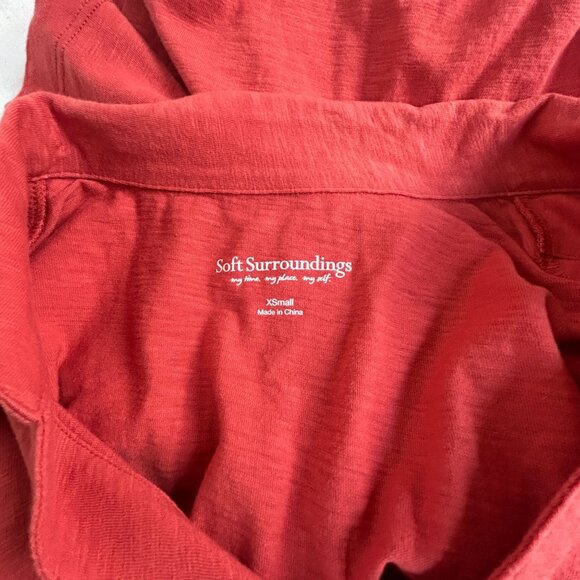 Soft Surroundings Womens Red Button-Front 3/4 Sleeve Swing Tunic Top XS Artsy - Picture 3 of 7